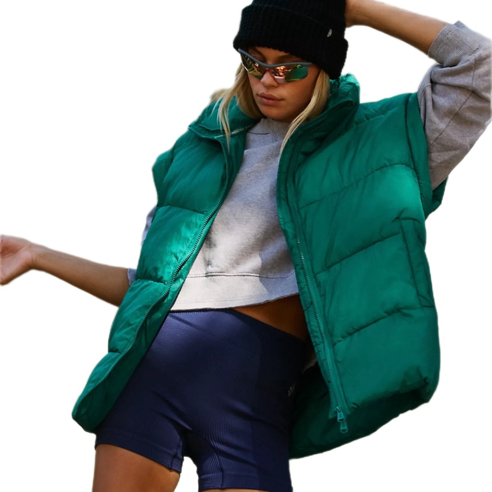 Green Free People FP Movement In A Bubble Puffer Vest Size M